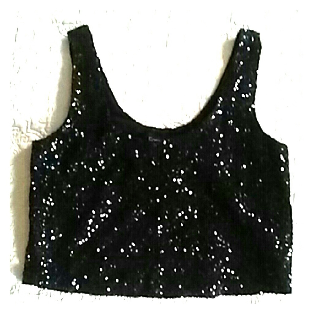 Black sequin crop top